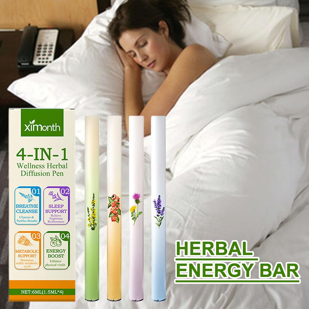 Herbal Wellness Products - 4 Stück Kräuter-Diffusoren mit Königskerze/Thymian/Minze/Guarana/Grüntee für