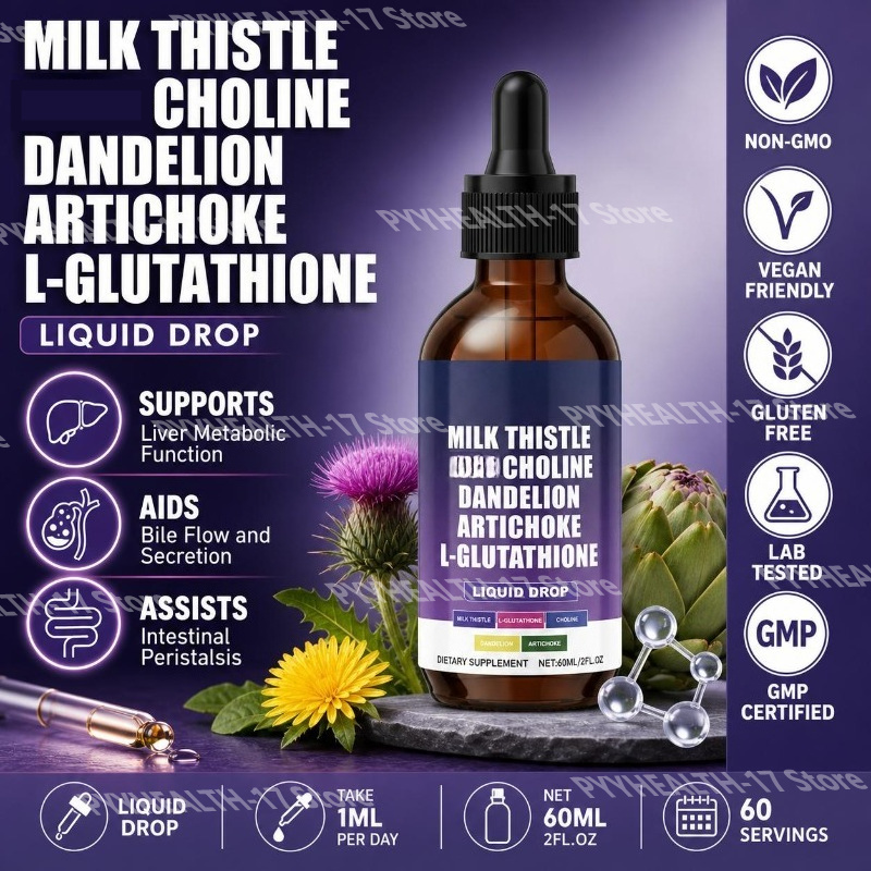 Herbal Wellness Liquid - Googeer Mariendistel Flüssig-Tropfen mit Cholin, Löwenzahn,