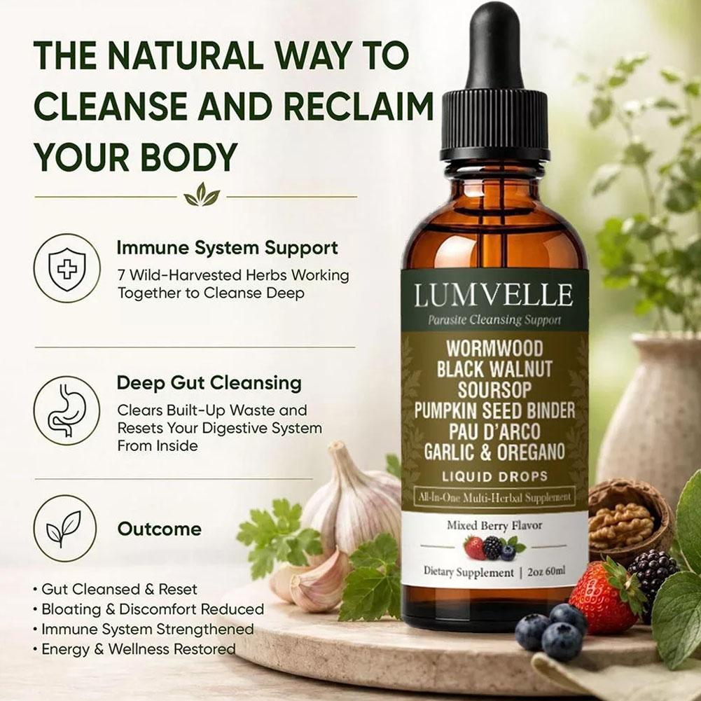 Herbal Wellness Liquid - 60ml Wermut-Kräutertropfen mit 7 Pflanzeninhaltsstoffen, Beerenmischgeschmack,