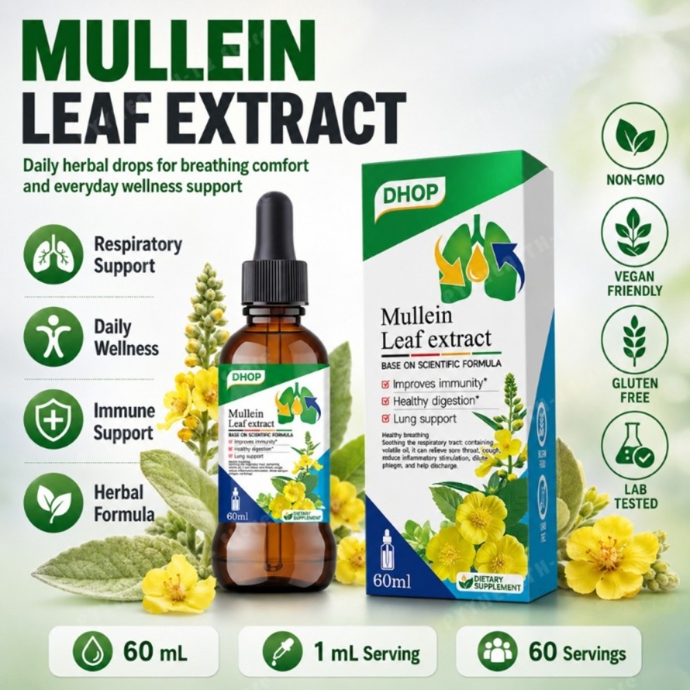 Herbal Wellness Liquid - Königskerzenblatt-Extrakt Tropfen 60ml, Kräuter-Flüssigpräparat mit Süßholzwurzel