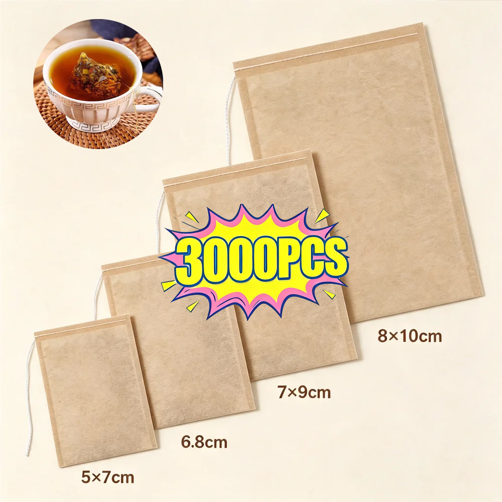 Herbal Wellness Products - 100/3000 Stück Einweg-Teefilterbeutel mit Kordelzug, Leere