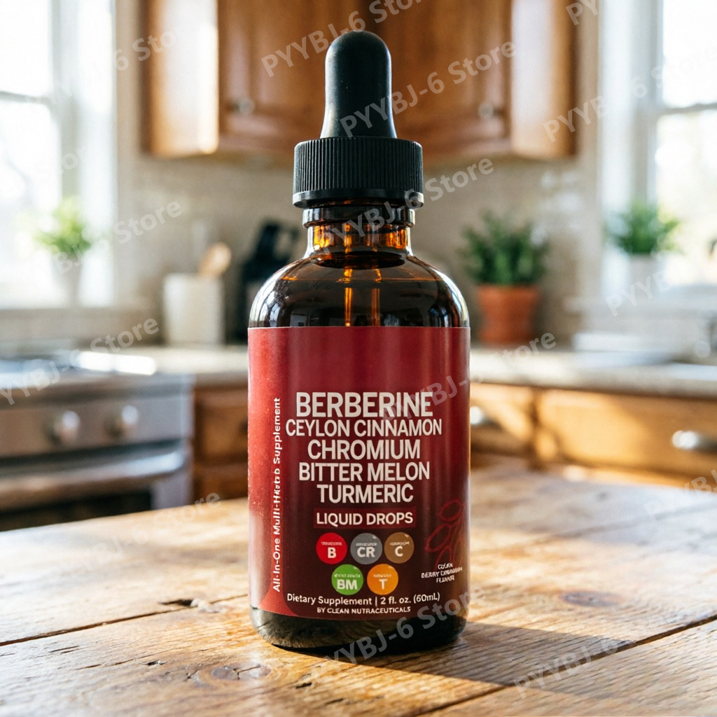 Herbal Wellness Liquid - Berberin-Chrom-Kurkuma-Ginseng Flüssige Tropfen 60ml Organisches Kräuterergänzungsmittel